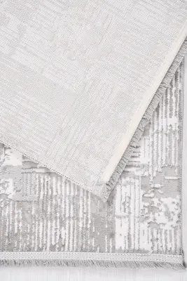 Nova Gri Krem Robot Süpürgeye Uyumlu Kolay Temizlenebilir Halı Oturma Odası ve Koridor Halısı RP 14 - 2