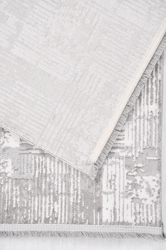 Nova Gri Krem Robot Süpürgeye Uyumlu Kolay Temizlenebilir Halı Oturma Odası ve Koridor Halısı RP 14 - 2