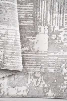 Nova Gri Krem Robot Süpürgeye Uyumlu Kolay Temizlenebilir Halı Oturma Odası ve Koridor Halısı RP 14 - 3