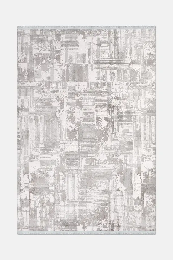 Nova Gri Krem Robot Süpürgeye Uyumlu Kolay Temizlenebilir Halı Oturma Odası ve Koridor Halısı RP 14 - 5