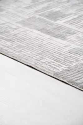 Nova Gri Krem Robot Süpürgeye Uyumlu Kolay Temizlenebilir Halı Oturma Odası ve Koridor Halısı RP 14 - 6