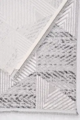 Nova Gri/Krem Robot Süpürgeye Uyumlu Kolay Temizlenebilir Halı Oturma Odası ve Koridor Halısı RP 08 - 2