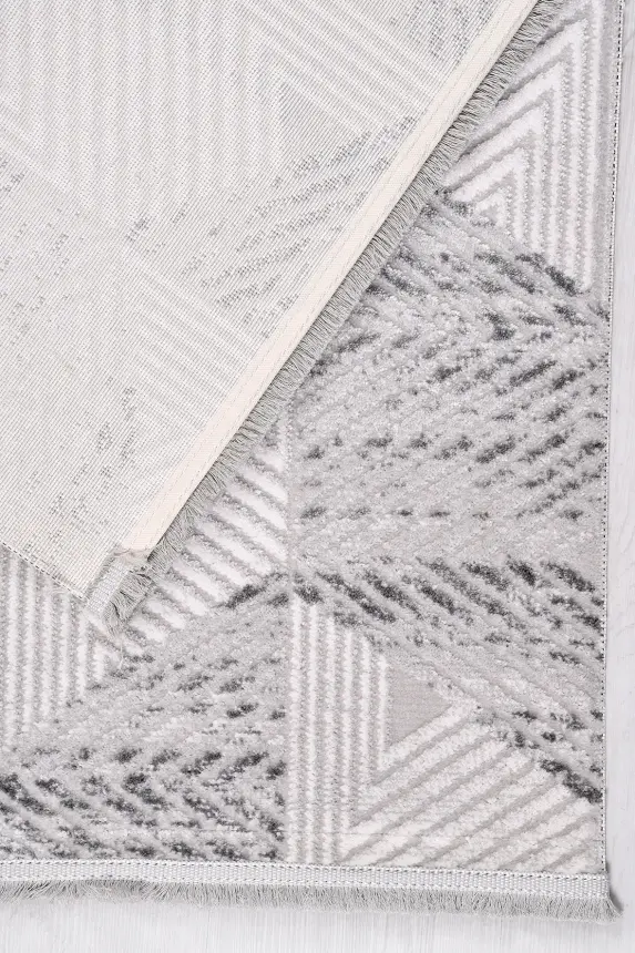 Nova Gri/Krem Robot Süpürgeye Uyumlu Kolay Temizlenebilir Halı Oturma Odası ve Koridor Halısı RP 08 - 2