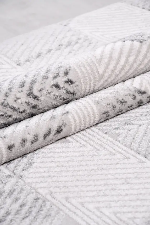 Nova Gri/Krem Robot Süpürgeye Uyumlu Kolay Temizlenebilir Halı Oturma Odası ve Koridor Halısı RP 08 - 6