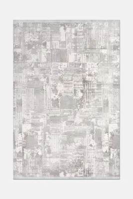 Nova Gri/Krem Robot Süpürgeye Uyumlu Kolay Temizlenebilir Halı Oturma Odası ve Koridor Halısı RP 14 - 5