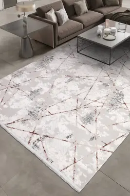 Nova Krem Kahve Robot Süpürgeye Uyumlu Kolay Temizlenebilir Halı Oturma Odası ve Koridor Halısı RP 09 - 1