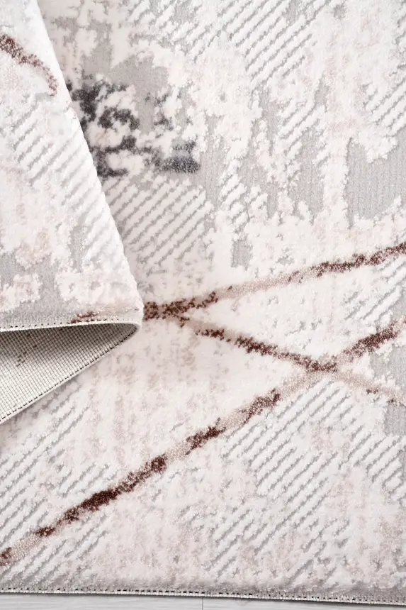 Nova Krem Kahve Robot Süpürgeye Uyumlu Kolay Temizlenebilir Halı Oturma Odası ve Koridor Halısı RP 09 - 6