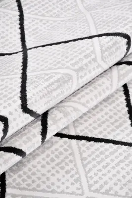 Nova Krem Vizon/Siyah Robot Süpürgeye Uyumlu Kolay Temizlenebilir Halı Oturma Odası ve Koridor Halısı RP 12 - 2