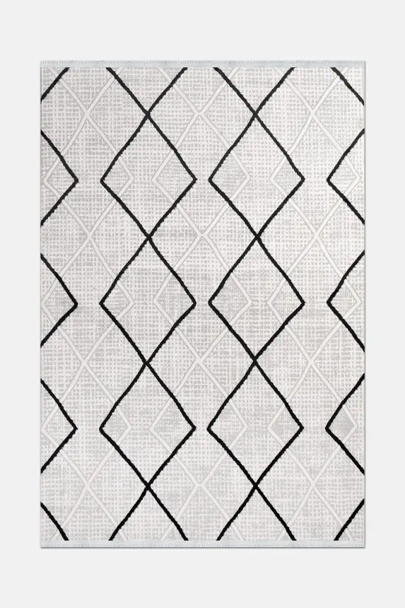 Nova Krem Vizon/Siyah Robot Süpürgeye Uyumlu Kolay Temizlenebilir Halı Oturma Odası ve Koridor Halısı RP 12 - 5