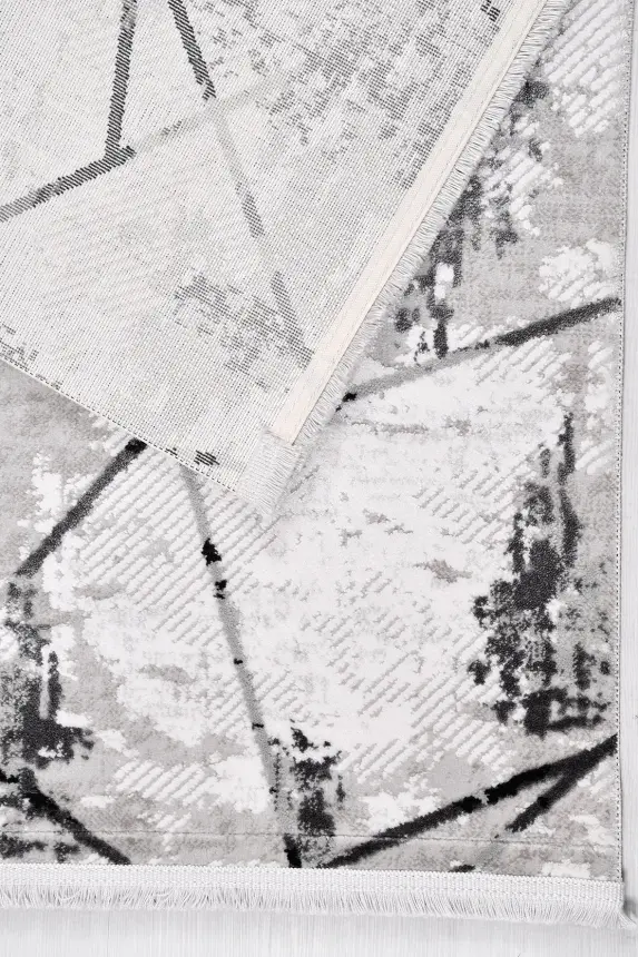 Nova Krem/Antrasit Robot Süpürgeye Uyumlu Kolay Temizlenebilir Halı Oturma Odası ve Koridor Halısı RP 15 - 2