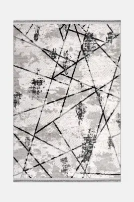 Nova Krem/Antrasit Robot Süpürgeye Uyumlu Kolay Temizlenebilir Halı Oturma Odası ve Koridor Halısı RP 15 - 5