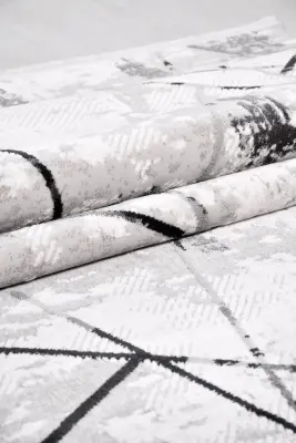 Nova Krem/Antrasit Robot Süpürgeye Uyumlu Kolay Temizlenebilir Halı Oturma Odası ve Koridor Halısı RP 15 - 7