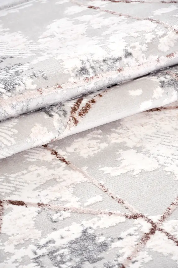 Nova Krem/Kahve Robot Süpürgeye Uyumlu Kolay Temizlenebilir Halı Oturma Odası ve Koridor Halısı RP 09 - 5