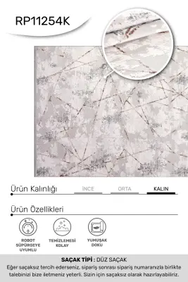 Nova Krem/Kahve Robot Süpürgeye Uyumlu Kolay Temizlenebilir Halı Oturma Odası ve Koridor Halısı RP 09 - 7