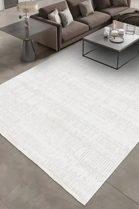 Nova Krem/Vizon Robot Süpürgeye Uyumlu Kolay Temizlenebilir Halı Oturma Odası ve Koridor Halısı RP 10 - 1