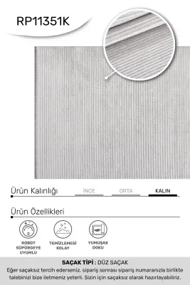 Nova Krem/Vizon Robot Süpürgeye Uyumlu Kolay Temizlenebilir Halı Oturma Odası ve Koridor Halısı RP 13 - 2