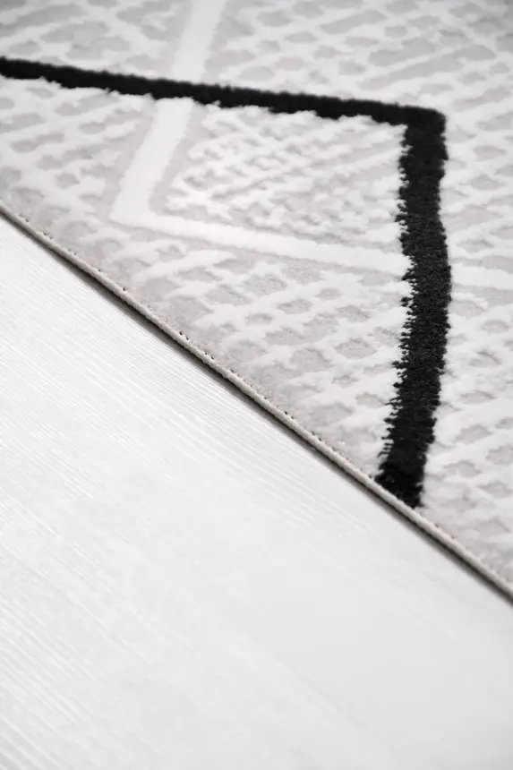 Nova Krem/Vizon/Siyah Robot Süpürgeye Uyumlu Kolay Temizlenebilir Halı Oturma Odası ve Koridor Halısı RP 12 - 7