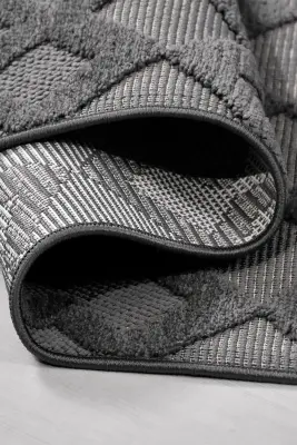 Oasis Antrasit Robot Süpürgeye Uyumlu Kolay Temizlenebilir Halı Oturma Odası, Koridor, Yatak Odası Halısı RP 36 - 3