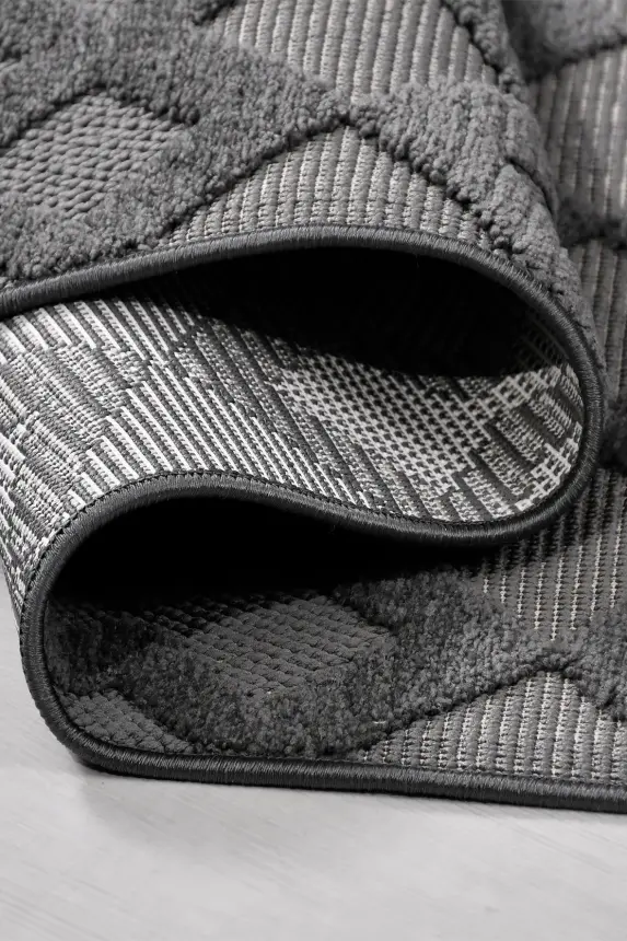 Oasis Antrasit Robot Süpürgeye Uyumlu Kolay Temizlenebilir Halı Oturma Odası, Koridor, Yatak Odası Halısı RP 36 - 3