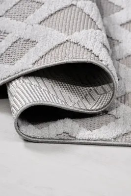 Oasis Bej Gri Robot Süpürgeye Uyumlu Kolay Temizlenebilir Halı Oturma Odası, Koridor, Yatak Odası Halısı RP 37 - 6