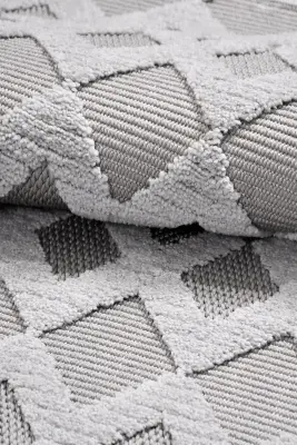 Oasis Bej Gri Robot Süpürgeye Uyumlu Kolay Temizlenebilir Halı Oturma Odası, Koridor, Yatak Odası Halısı RP 37 - 7