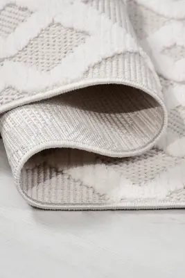 Oasis Beyaz Bej Robot Süpürgeye Uyumlu Kolay Temizlenebilir Halı Oturma Odası, Koridor, Yatak Odası Halısı RP 35 - 3