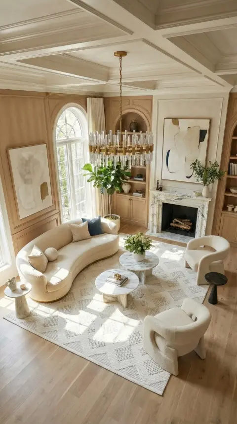 Oasis Beyaz Bej Robot Süpürgeye Uyumlu Kolay Temizlenebilir Halı Oturma Odası, Koridor, Yatak Odası Halısı RP 35 - 1