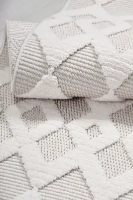 Oasis Beyaz Bej Robot Süpürgeye Uyumlu Kolay Temizlenebilir Halı Oturma Odası, Koridor, Yatak Odası Halısı RP 35 - 5