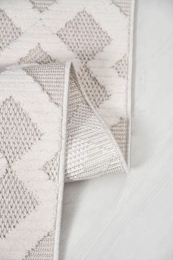 Oasis Beyaz Bej Robot Süpürgeye Uyumlu Kolay Temizlenebilir Halı Oturma Odası, Koridor, Yatak Odası Halısı RP 35 - 6