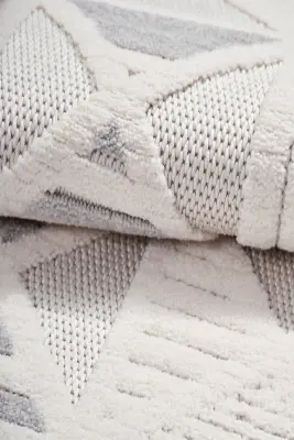 Oasis Beyaz Bej Robot Süpürgeye Uyumlu Kolay Temizlenebilir Halı Salon, Oturma Odası ve Koridor Halısı RP 33 - 2