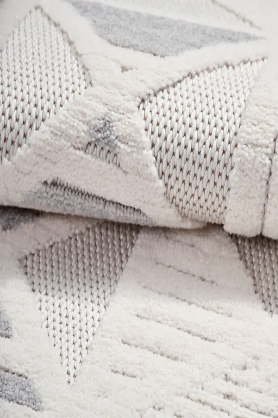 Oasis Beyaz Bej Robot Süpürgeye Uyumlu Kolay Temizlenebilir Halı Salon, Oturma Odası ve Koridor Halısı RP 33 - 2