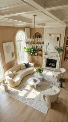 Oasis Beyaz Bej Robot Süpürgeye Uyumlu Kolay Temizlenebilir Halı Salon, Oturma Odası ve Koridor Halısı RP 33 - 1