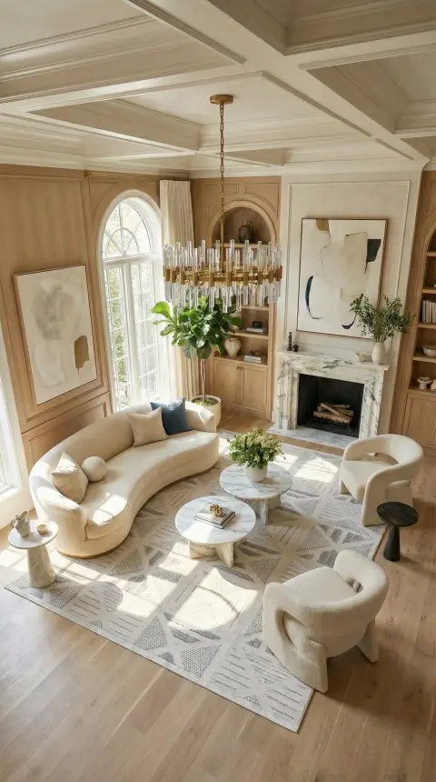 Oasis Beyaz Bej Robot Süpürgeye Uyumlu Kolay Temizlenebilir Halı Salon, Oturma Odası ve Koridor Halısı RP 33 - 1