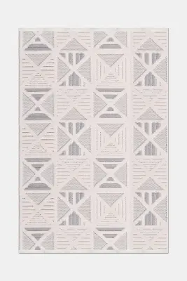 Oasis Beyaz Bej Robot Süpürgeye Uyumlu Kolay Temizlenebilir Halı Salon, Oturma Odası ve Koridor Halısı RP 33 - 6