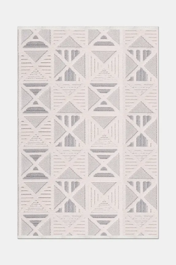 Oasis Beyaz Bej Robot Süpürgeye Uyumlu Kolay Temizlenebilir Halı Salon, Oturma Odası ve Koridor Halısı RP 33 - 6