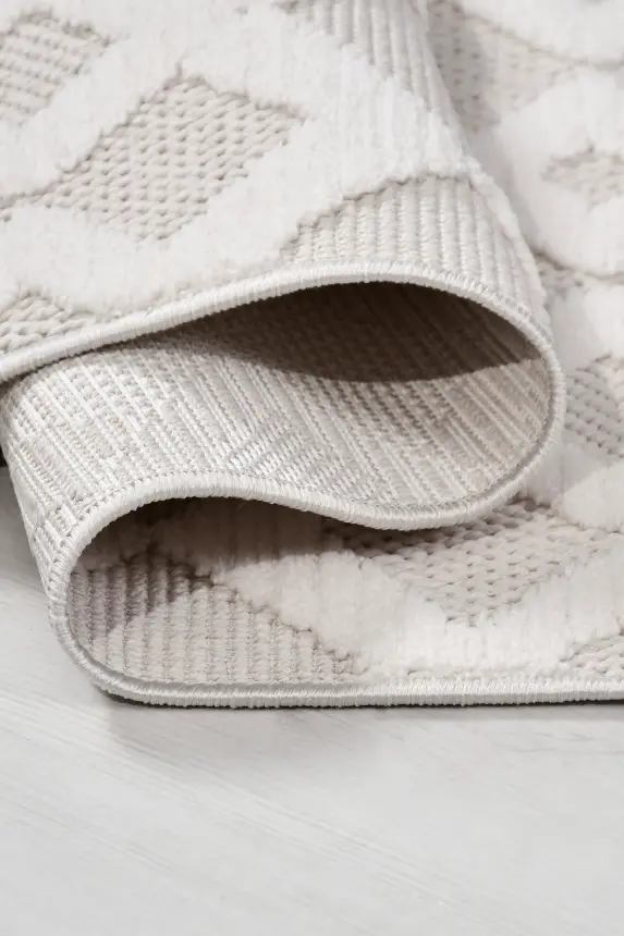 Oasis Beyaz/Bej Robot Süpürgeye Uyumlu Kolay Temizlenebilir Halı Oturma Odası, Koridor, Yatak Odası Halısı RP 35 - 1