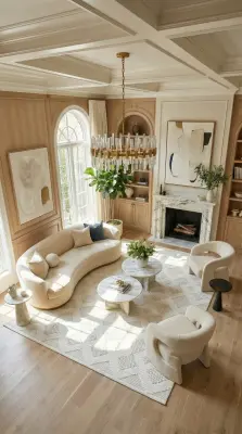 Oasis Beyaz/Bej Robot Süpürgeye Uyumlu Kolay Temizlenebilir Halı Oturma Odası, Koridor, Yatak Odası Halısı RP 35 - 3