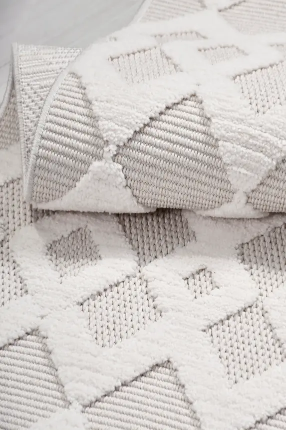 Oasis Beyaz/Bej Robot Süpürgeye Uyumlu Kolay Temizlenebilir Halı Oturma Odası, Koridor, Yatak Odası Halısı RP 35 - 5