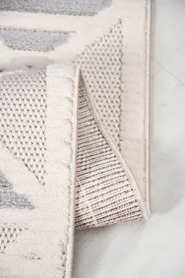 Oasis Beyaz/Bej Robot Süpürgeye Uyumlu Kolay Temizlenebilir Halı Salon, Oturma Odası ve Koridor Halısı RP 33 - 2