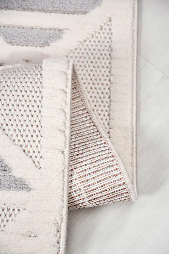 Oasis Beyaz/Bej Robot Süpürgeye Uyumlu Kolay Temizlenebilir Halı Salon, Oturma Odası ve Koridor Halısı RP 33 - 2