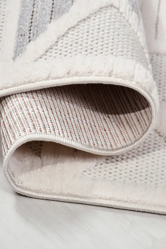 Oasis Beyaz/Bej Robot Süpürgeye Uyumlu Kolay Temizlenebilir Halı Salon, Oturma Odası ve Koridor Halısı RP 33 - 7