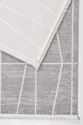 Olvin Gri Robot Süpürgeye Uyumlu Kolay Temizlenebilir Halı Salon, Oturma Odası ve Koridor Halısı RP 26 - 1