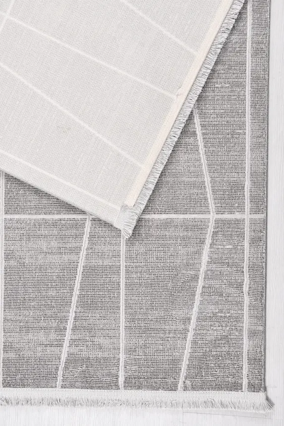 Olvin Gri Robot Süpürgeye Uyumlu Kolay Temizlenebilir Halı Salon, Oturma Odası ve Koridor Halısı RP 26 - 1