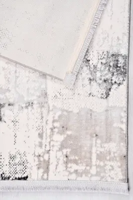 Olvin Krem Gri Robot Süpürgeye Uyumlu Kolay Temizlenebilir Halı Salon, Oturma Odası ve Koridor Halısı RP 21 - 5