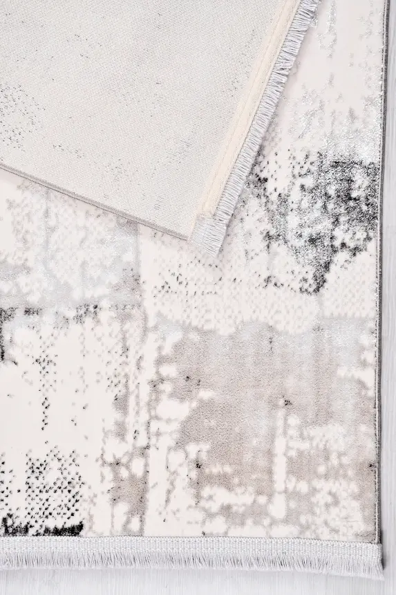 Olvin Krem Gri Robot Süpürgeye Uyumlu Kolay Temizlenebilir Halı Salon, Oturma Odası ve Koridor Halısı RP 21 - 5