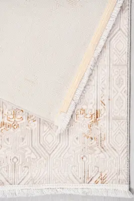 Olvin Krem Kahve Robot Süpürgeye Uyumlu Kolay Temizlenebilir Halı Salon, Oturma Odası ve Koridor Halısı RP 19 - 4