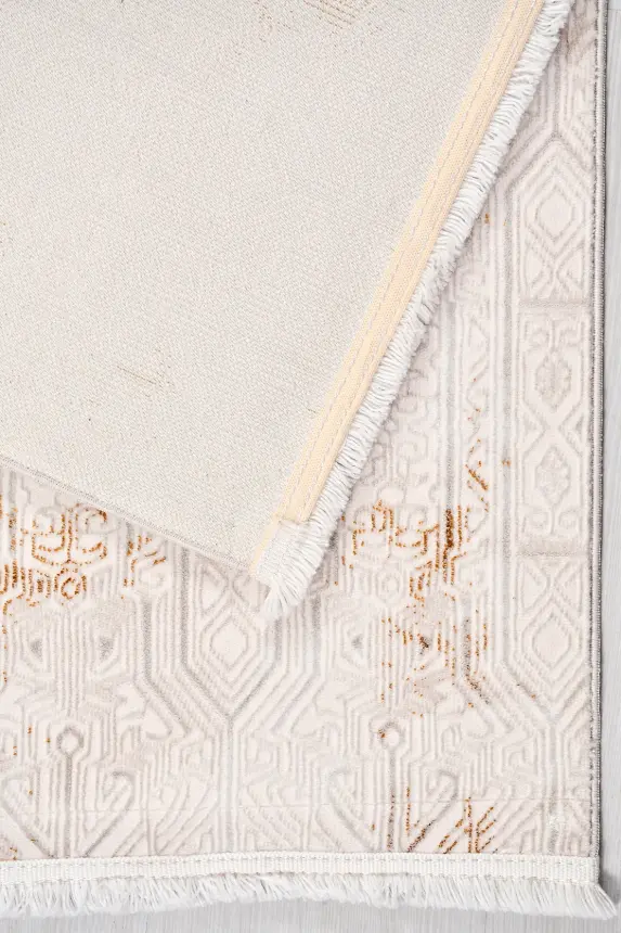 Olvin Krem Kahve Robot Süpürgeye Uyumlu Kolay Temizlenebilir Halı Salon, Oturma Odası ve Koridor Halısı RP 19 - 4