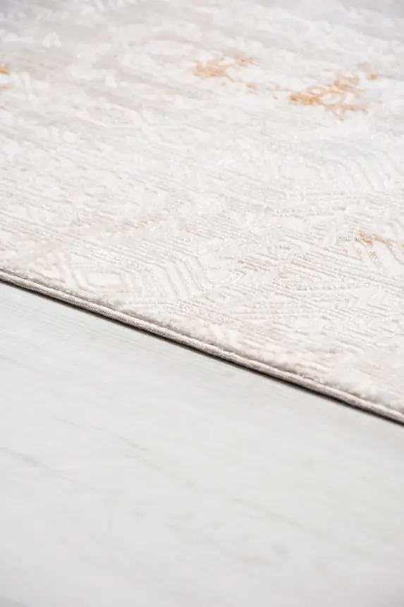 Olvin Krem Kahve Robot Süpürgeye Uyumlu Kolay Temizlenebilir Halı Salon, Oturma Odası ve Koridor Halısı RP 19 - 6