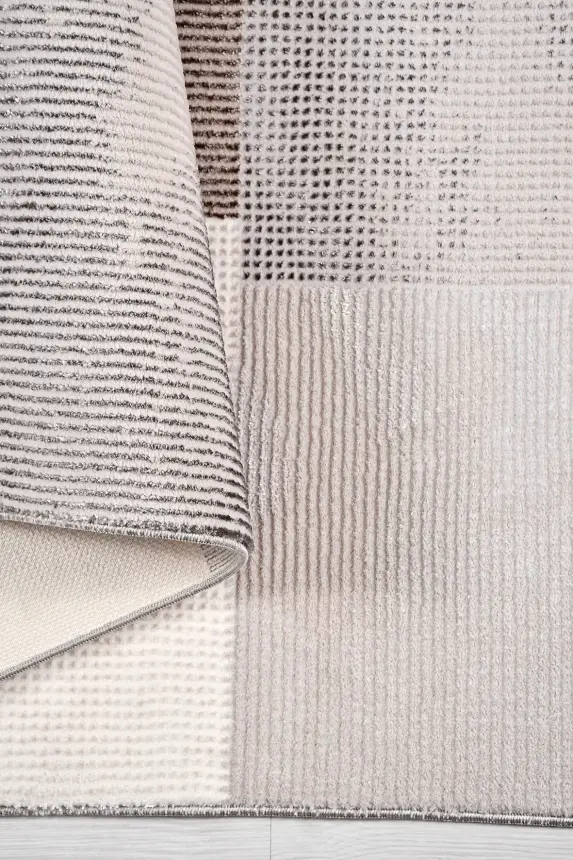 Olvin Krem Kahve Robot Süpürgeye Uyumlu Kolay Temizlenebilir Halı Salon, Oturma Odası ve Koridor Halısı RP 24 - 4