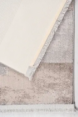 Olvin Krem Kahve Robot Süpürgeye Uyumlu Kolay Temizlenebilir Halı Salon, Oturma Odası ve Koridor Halısı RP 24 - 5